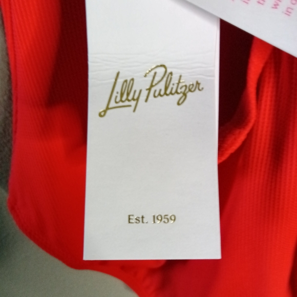 Lilly Pulitzer Elvia One Piece Swimsuit Red Lattice Size 6 - Picture 7 of 10